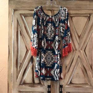 Western dress Aztec colors with beautiful sleeves